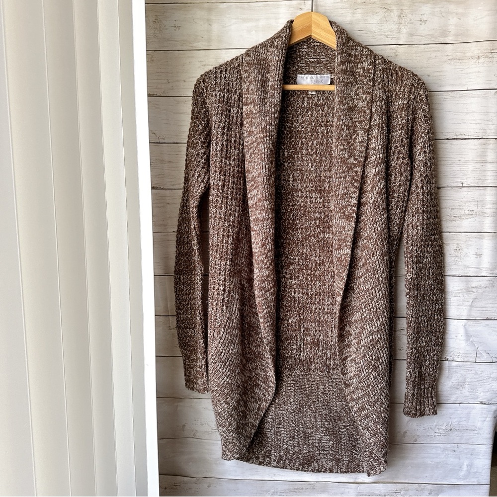 🤎 Cozy Brown Knit Sweater - Long Cardigan - Size L